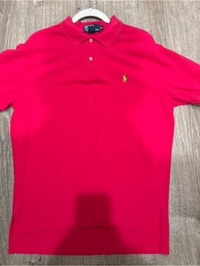 Ralph Lauren Shirt Large Mens Short Sleeve Casual Golf Polo Classic Fit Pink